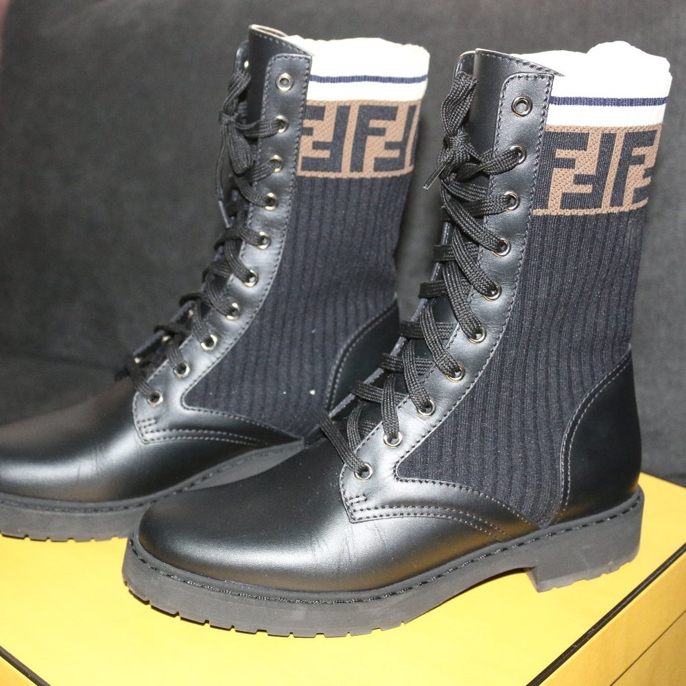 FENDI Rockoko Biker Combat Boots